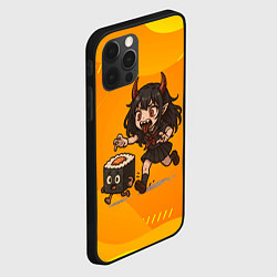 Чехол для iPhone 12 Pro Девочка дьявол бежит за роллом, цвет: 3D-черный — фото 2