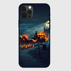 Чехол для iPhone 12 Pro Призраки в горящей конной повозке, цвет: 3D-черный