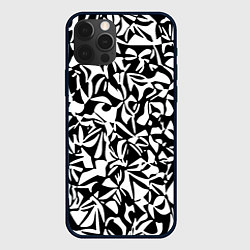 Чехол для iPhone 12 Pro Чёрно-белый паттерн абстракция, цвет: 3D-черный