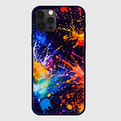 Чехол для iPhone 12 Pro Абстракция взрыв красок тёмно-синий, цвет: 3D-черный