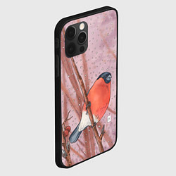 Чехол для iPhone 12 Pro Снегирь и зимние ягоды, цвет: 3D-черный — фото 2