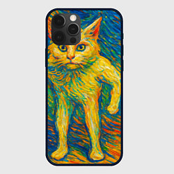 Чехол для iPhone 12 Pro Борзый кот в стиле Ван Гога, цвет: 3D-черный