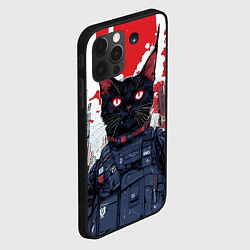Чехол для iPhone 12 Pro Киберпанк - черный кот, цвет: 3D-черный — фото 2
