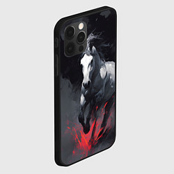 Чехол для iPhone 12 Pro Белая лошадь на фоне мазков краски, цвет: 3D-черный — фото 2