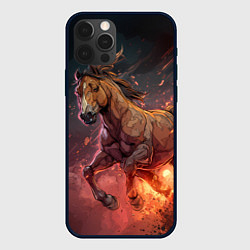 Чехол для iPhone 12 Pro Огненная лошадь, цвет: 3D-черный