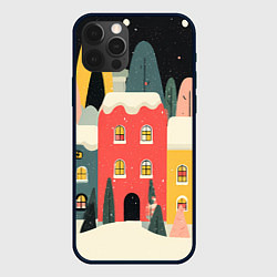 Чехол для iPhone 12 Pro Разноцветные новогодние дома, цвет: 3D-черный