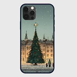 Чехол для iPhone 12 Pro Новогодняя елка во дворе, цвет: 3D-черный