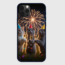 Чехол для iPhone 12 Pro Праздничные коты, цвет: 3D-черный