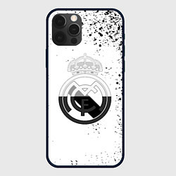Чехол для iPhone 12 Pro Реал Мадрид черно белые краски, цвет: 3D-черный