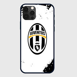 Чехол для iPhone 12 Pro Ювентус краски черно белые всплеск, цвет: 3D-черный