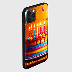 Чехол для iPhone 12 Pro Радуга праздничного торта, цвет: 3D-черный — фото 2