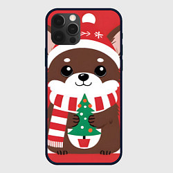 Чехол iPhone 12 Pro Новогодний пес с елочкой