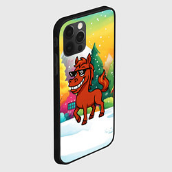 Чехол для iPhone 12 Pro Красная лошадка в очках подмигивает 2026, цвет: 3D-черный — фото 2