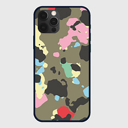Чехол для iPhone 12 Pro Камуфляж: микс цветов, цвет: 3D-черный