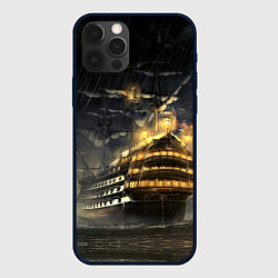 Чехол для iPhone 12 Pro Боевой парусник в суровую погоду, цвет: 3D-черный