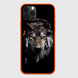 Чехол для iPhone 12 Pro Волк-шаман, цвет: 3D-красный