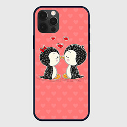 Чехол для iPhone 12 Pro Влюбленные пингвины, цвет: 3D-черный