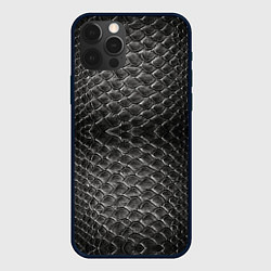 Чехол для iPhone 12 Pro Черная кожа, цвет: 3D-черный