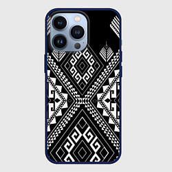 Чехол для iPhone 13 Pro Индейские мотивы, цвет: 3D-тёмно-синий