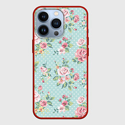 Чехол для iPhone 13 Pro Цветы ретро 1, цвет: 3D-красный