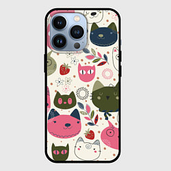 Чехол для iPhone 13 Pro Радостные котики, цвет: 3D-черный