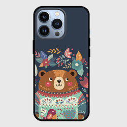 Чехол для iPhone 13 Pro Осенний медведь, цвет: 3D-черный