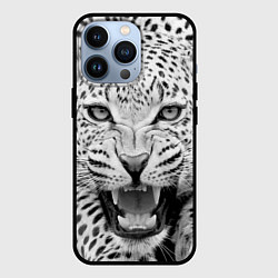 Чехол для iPhone 13 Pro Белый леопард, цвет: 3D-черный