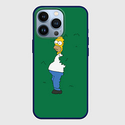 Чехол для iPhone 13 Pro Гомер в кустах, цвет: 3D-тёмно-синий