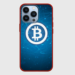 Чехол для iPhone 13 Pro Bitcoin Blue, цвет: 3D-красный