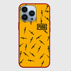 Чехол для iPhone 13 Pro PUBG: Yellow Weapon, цвет: 3D-красный