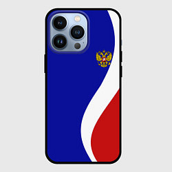 Чехол для iPhone 13 Pro Герб РФ Триколор, цвет: 3D-черный