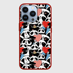 Чехол для iPhone 13 Pro Funny Pandas, цвет: 3D-красный
