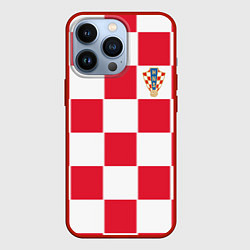 Чехол для iPhone 13 Pro Сборная Хорватии: Домашняя ЧМ-2018, цвет: 3D-красный