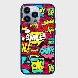 Чехол для iPhone 13 Pro Слова из комиксов, цвет: 3D-тёмно-синий