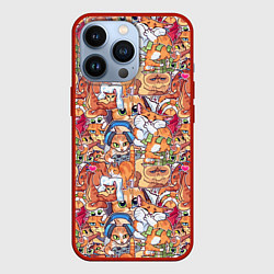 Чехол для iPhone 13 Pro Котобомбинг, цвет: 3D-красный