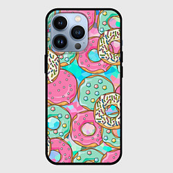 Чехол для iPhone 13 Pro Сахарные пончики, цвет: 3D-черный