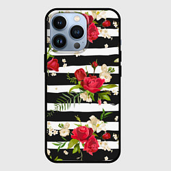 Чехол для iPhone 13 Pro Розы и орхидеи, цвет: 3D-черный