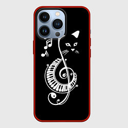 Чехол для iPhone 13 Pro Музыкальный кот, цвет: 3D-красный