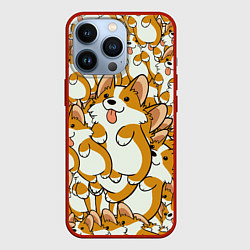 Чехол для iPhone 13 Pro Корги, цвет: 3D-красный