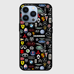 Чехол для iPhone 13 Pro ЛОГОТИПЫ АВТО БРЕНДОВ, цвет: 3D-черный