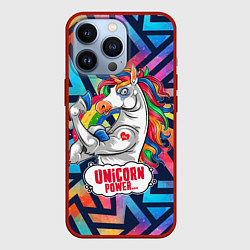 Чехол для iPhone 13 Pro Unicorn Power Единорог, цвет: 3D-красный