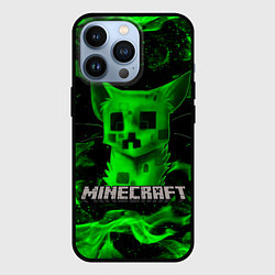 Чехол для iPhone 13 Pro MINECRAFT CREEPER CAT, цвет: 3D-черный