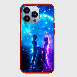 Чехол для iPhone 13 Pro Внеземная пара луна ночь, цвет: 3D-красный