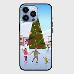 Чехол для iPhone 13 Pro Новогодний каток, цвет: 3D-черный