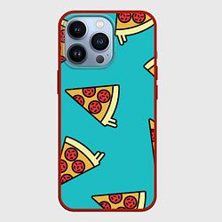 Чехол для iPhone 13 Pro Пицца, цвет: 3D-красный