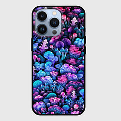 Чехол для iPhone 13 Pro Волшебные грибы, цвет: 3D-черный