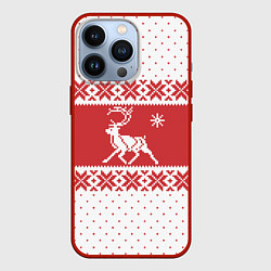 Чехол для iPhone 13 Pro Северный Олень, цвет: 3D-красный