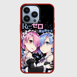Чехол для iPhone 13 Pro Re:Zero, Рам и Рем, цвет: 3D-красный