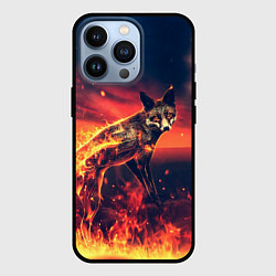 Чехол для iPhone 13 Pro Огненная лиса, цвет: 3D-черный
