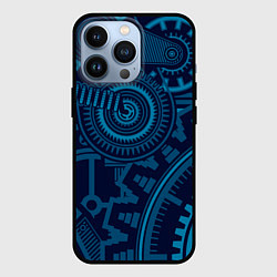 Чехол для iPhone 13 Pro Steampunk Mechanic Blue, цвет: 3D-черный